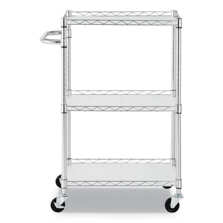 Alera 3-Shelf Wire Cart w/Liners, 28.5w x 16d x 39h, Silver, 500-lb Capacity ALESW322416SR